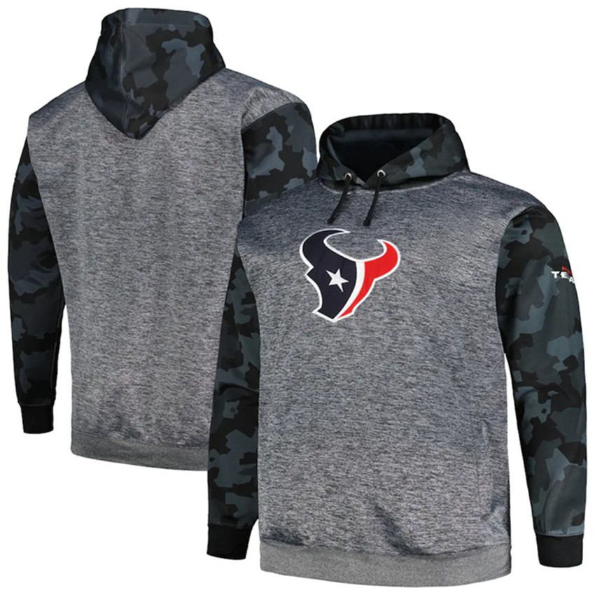 Men's Camo Houston Texans Heather Charcoal Big & Tall Pullover Hoodie